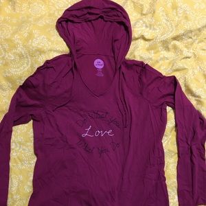 Long sleeve t with hood